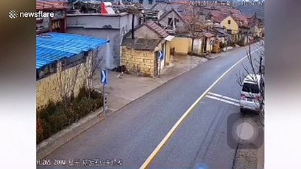 Residential house collapses after out-of-control SUV smashes into it in China