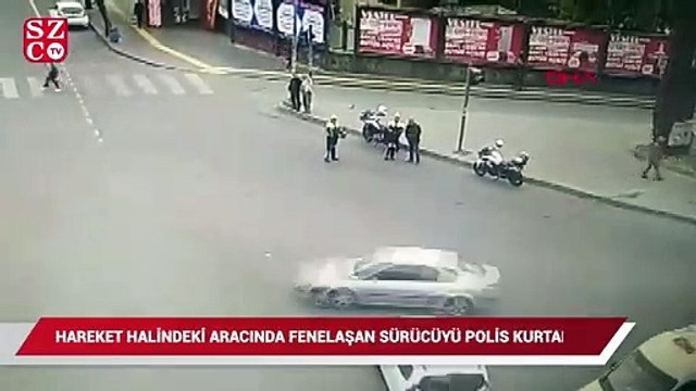 Hareket halindeki aracında fenalaşan sürücüyü polis kurtardı