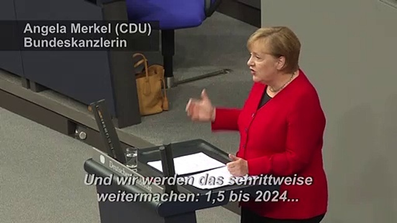 Merkel: Zwei Prozent für Rüstung bis 'Anfang der 30er Jahre'