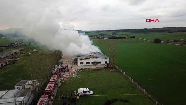 Çatalca'da fabrika yangını havadan ve aktüel görüntüler