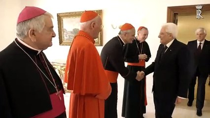 Скачать видео: Il Presidente Mattarella incontra i Cardinali italiani di nuova nomina (27.11.19)