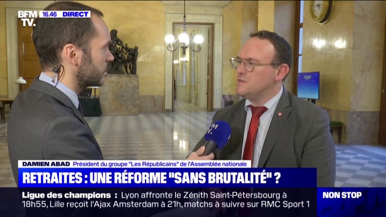 "Nous ne sommes pas là pour attiser les tensions sociales"  Damien Abad, président du groupe LR à l'Assemblée nationale n'appelle pas à manifester le 5 décembre