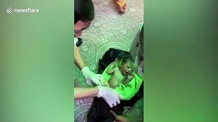 Newborn rescued after being abandoned in bin outside shop in Cambodia