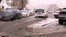 Weißes Verkehrshindernis: Schnee in Budapest