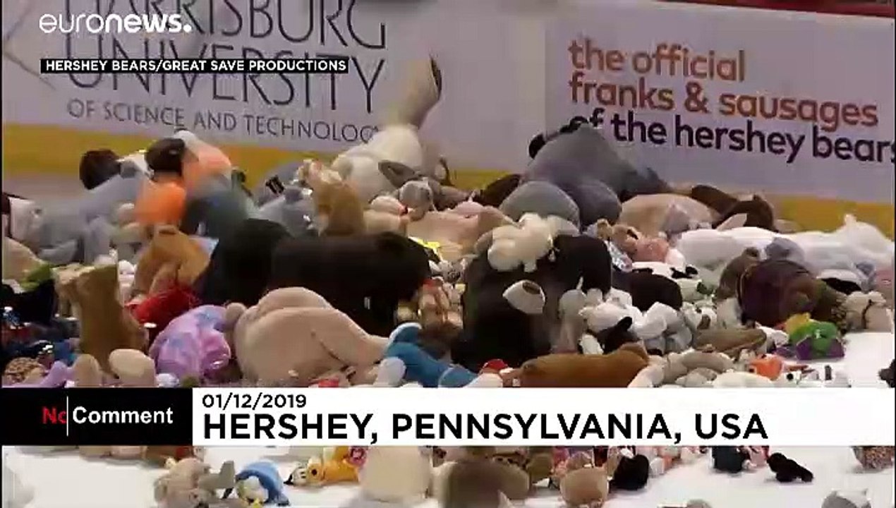 Es regnet Plüschtiere auf's Eis