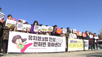 "표결 앞둔 '유치원 3법', 원안대로 통과 촉구" / YTN