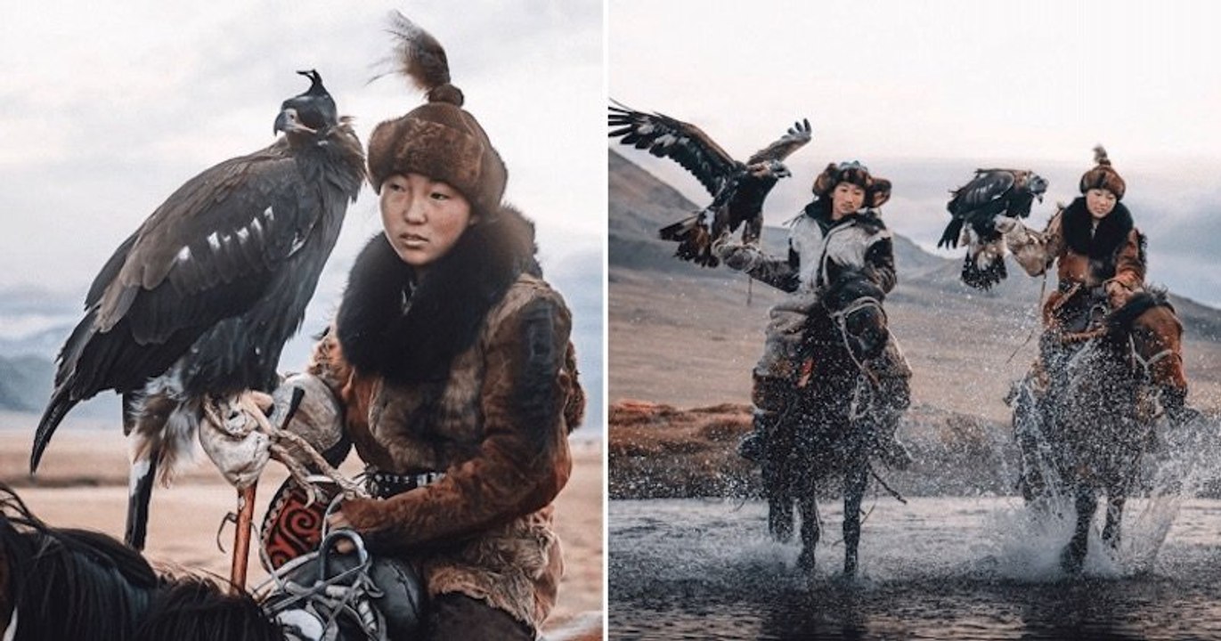 Ces sublimes photographies mettent en scène l'une des dernières chasseuses à aigle de Mongolie