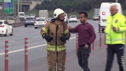 TEM Otoyolu’nda otomobil alev alev yandı