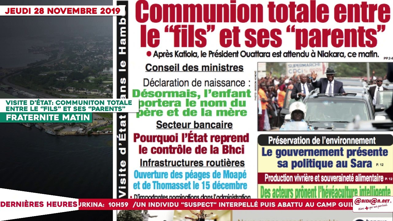 Le Titrologue du 28 Novembre 2019 / Avant la présidentielle 2020, les dossiers graves qui inquiètent les ivoiriens
