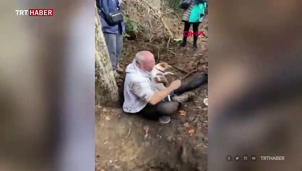 Kaybolan köpeğine kavuşan yaşlı adam gözyaşlarına boğuldu