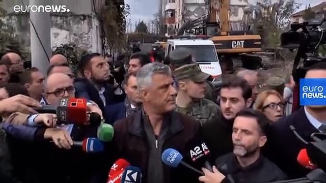 Kosovan president caught up in aftershock when visiting Albanian earthquake victims