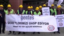 Ücretlerini alamayan işçiler inşaat firması önünde eylem yapıyor