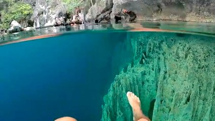 This crystal clear lake is known for its changes in water temperature