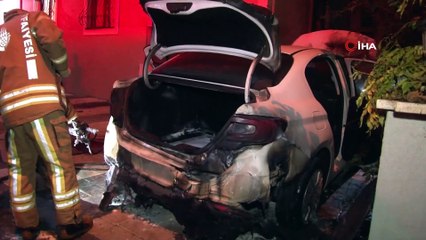 Kartal'da araç kundaklayan şahıs kamerada