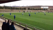 Entrenamiento de Osasuna antes de jugar ante el Español en Barcelona