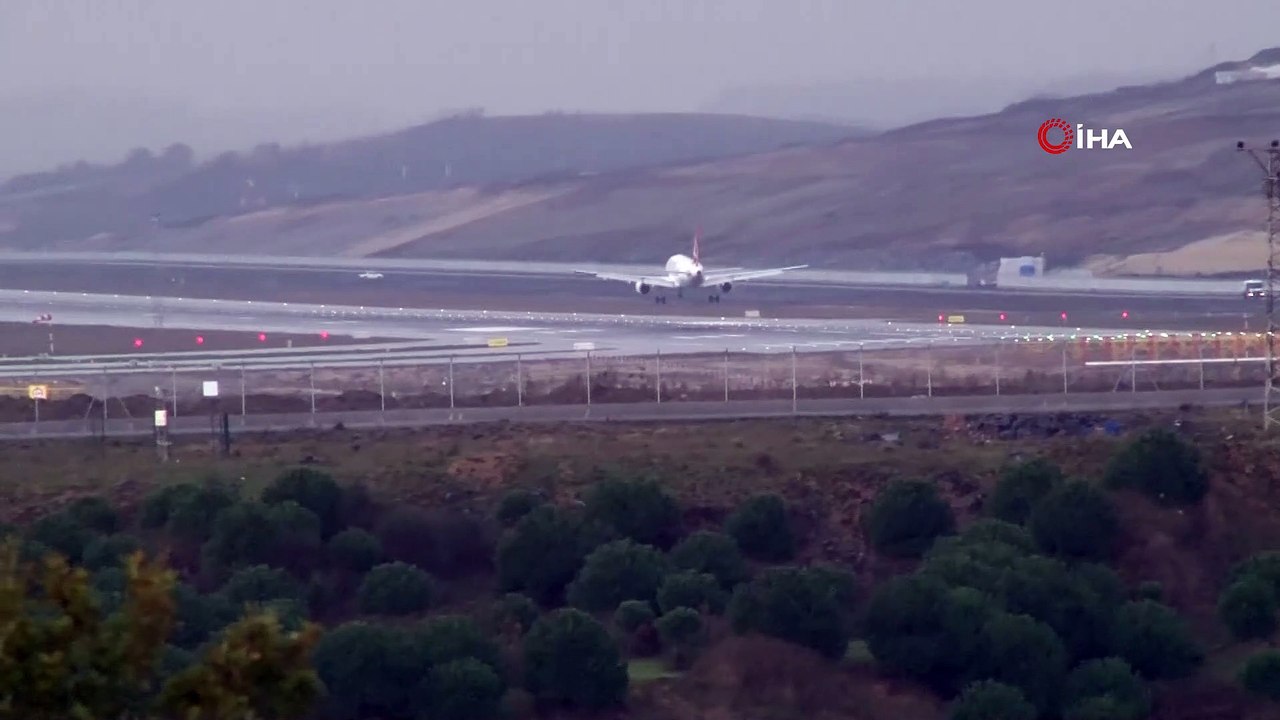 Şiddetli lodos İstanbul Havalimanı’nda uçuşları etkilemedi