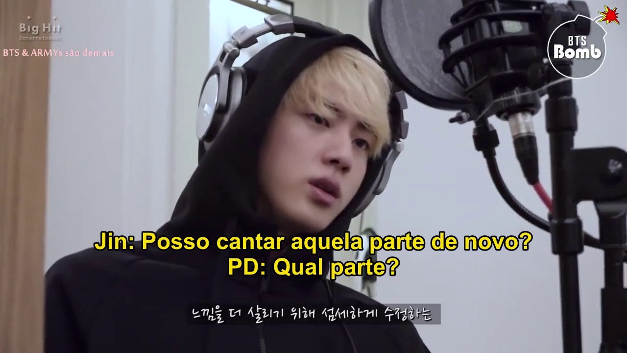 [LEGENDADO] [BANGTAN BOMB] Jin, Recording his first ever composition - BTS