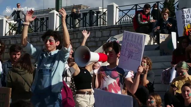 Young protesters hold Fridays for Future rally in Athens