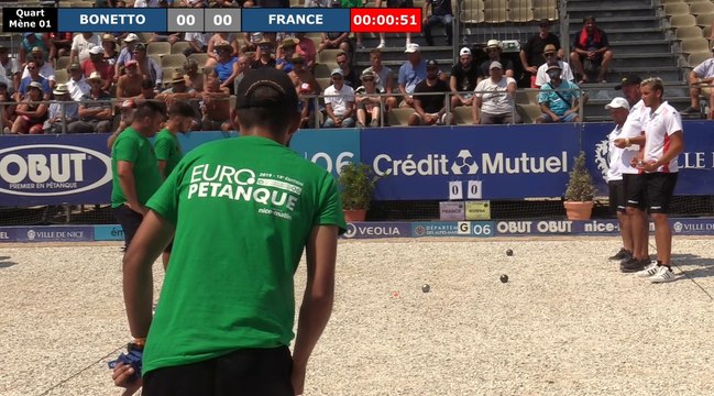 Quart superbe BONETTO vs FRANCE : Europétanque des Alpes-Maritimes 2019