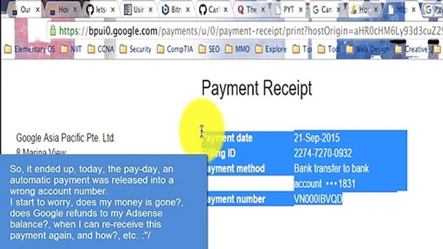 Google Adsense Bank Transfer fail and the Payment Troubleshooting story EFT Wire Checkque WU