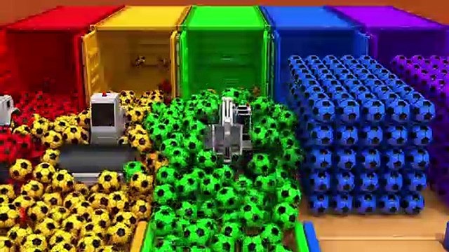Learn Colors Construction Vehicles and Soccer Ball in Magic Water Slide Pretend Play for Kids أطفال مضحك ضد شبح - جوني جوني أغاني الحضانة قافية وتعلم الألوان للأطفال