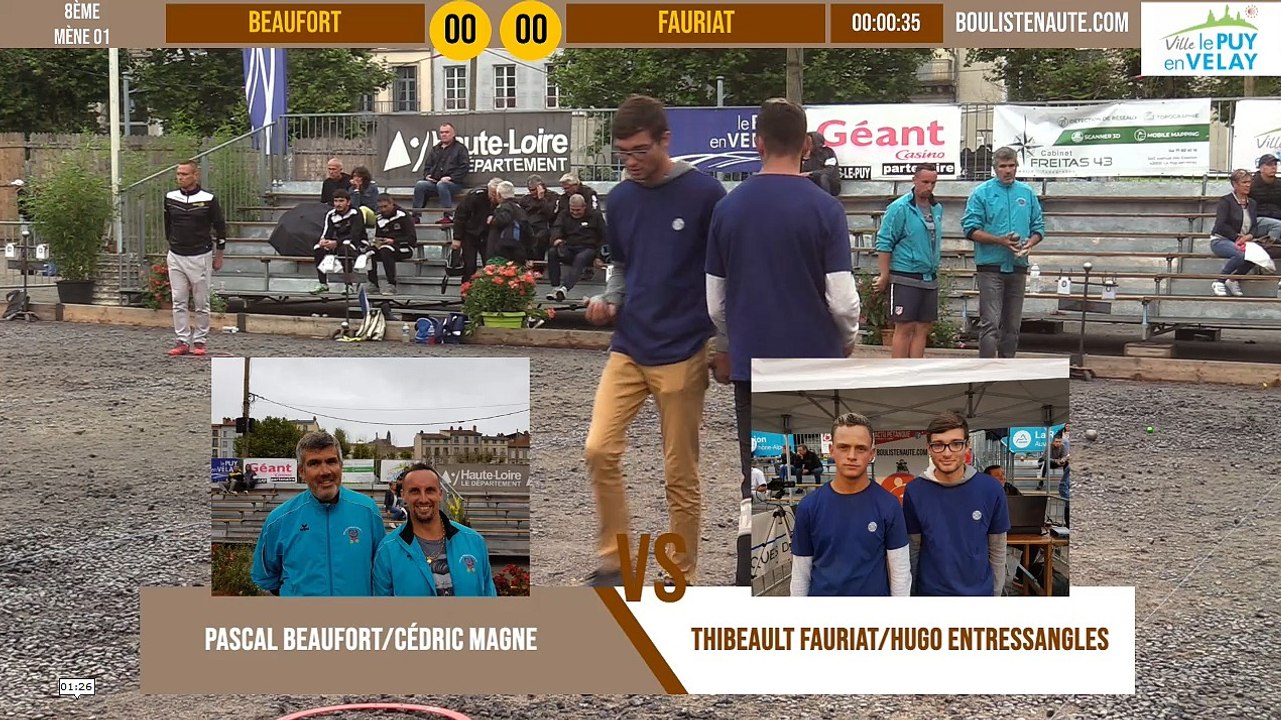 Huitième doublette BEAUFORT vs FAURIAT : National à pétanque du Puy-en-Velay été 2019
