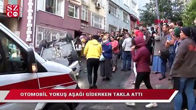 Yokuş aşağı giderken takla attı