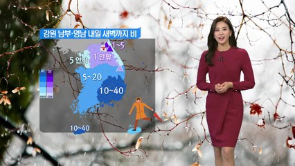 [날씨] 강원 남부·영남 내일 새벽까지 비...비 그친 뒤 찬 공기 유입 / YTN