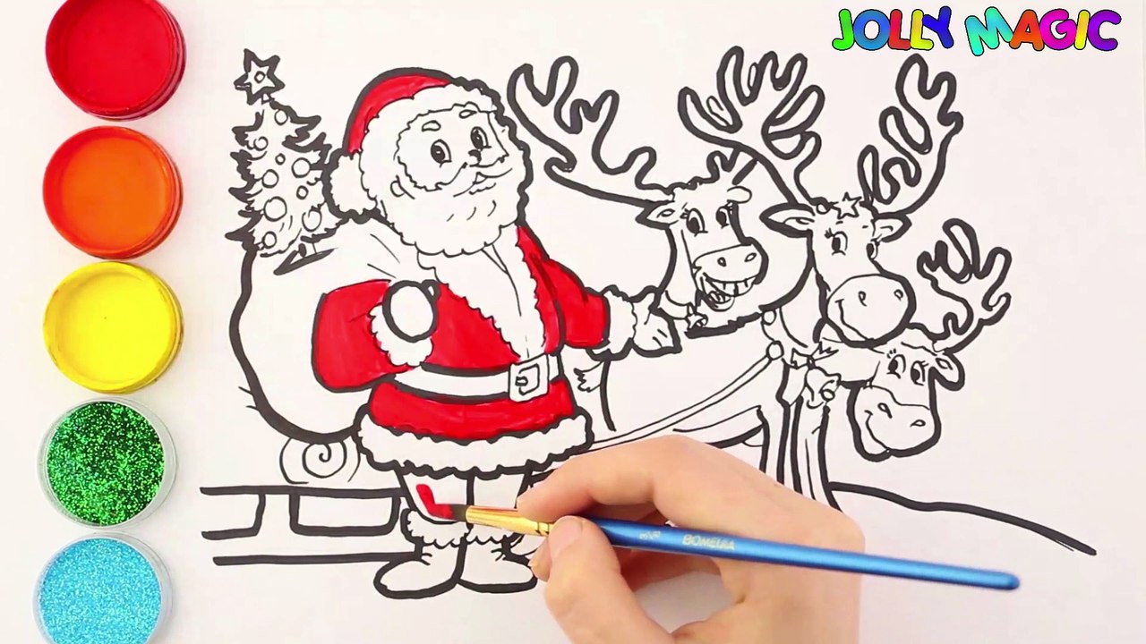How To Draw Santa Claus Christmas Colouring Pages For Kids Drawing ...