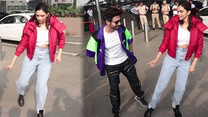 Deepika Padukone learns Dheeme Dheeme steps from Kartik Aryan at airport; Watch video | FilmiBeat