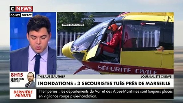 Trois secouristes tués, cette nuit, dans un accident d'hélicoptère de la sécurité civile près de Marseille - Deux personnes emportées par les eaux dans le Var