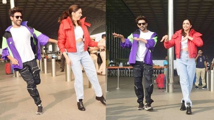 Kartik Aaryan and Deepika Padukone perform Dheeme Dheeme challenge at Mumbai airport