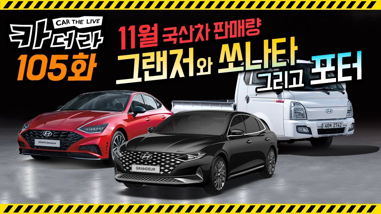 2019년 11월 국산차 판매량 “그랜저와 쏘나타 그리고 포터”...카더라 105회