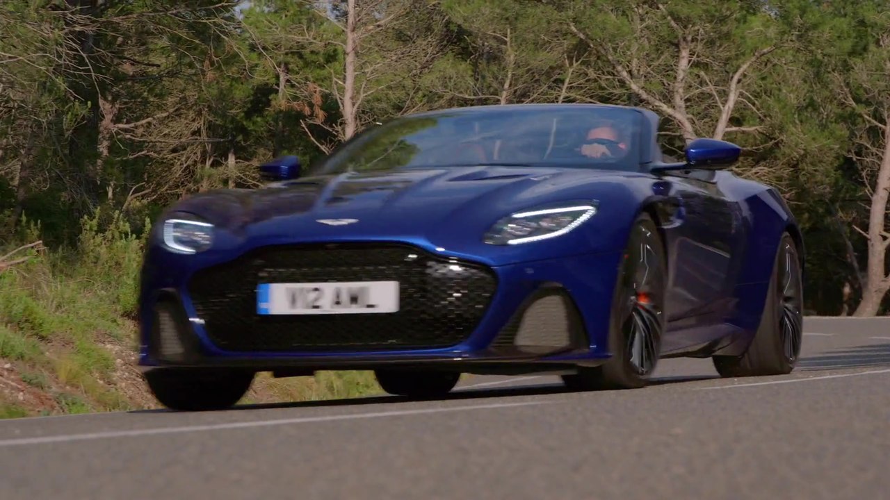 Aston Martin DBS Superleggera Volante in Zaffre Blue Driving Video