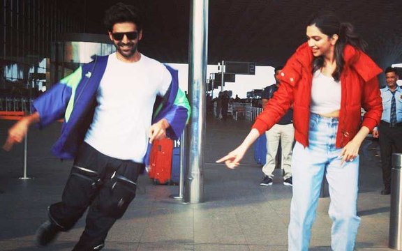 Kartik Aaryan Teaches Deepika Padukone The Dheeme Dheeme Hook Step At The Airport; Duo Have A Blast