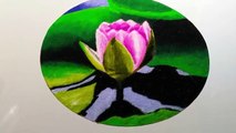 3d effect lotus rangoli step by step with voice demonstration.