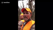 Incredible moment trapped deer shows affection to hunters that rescued it