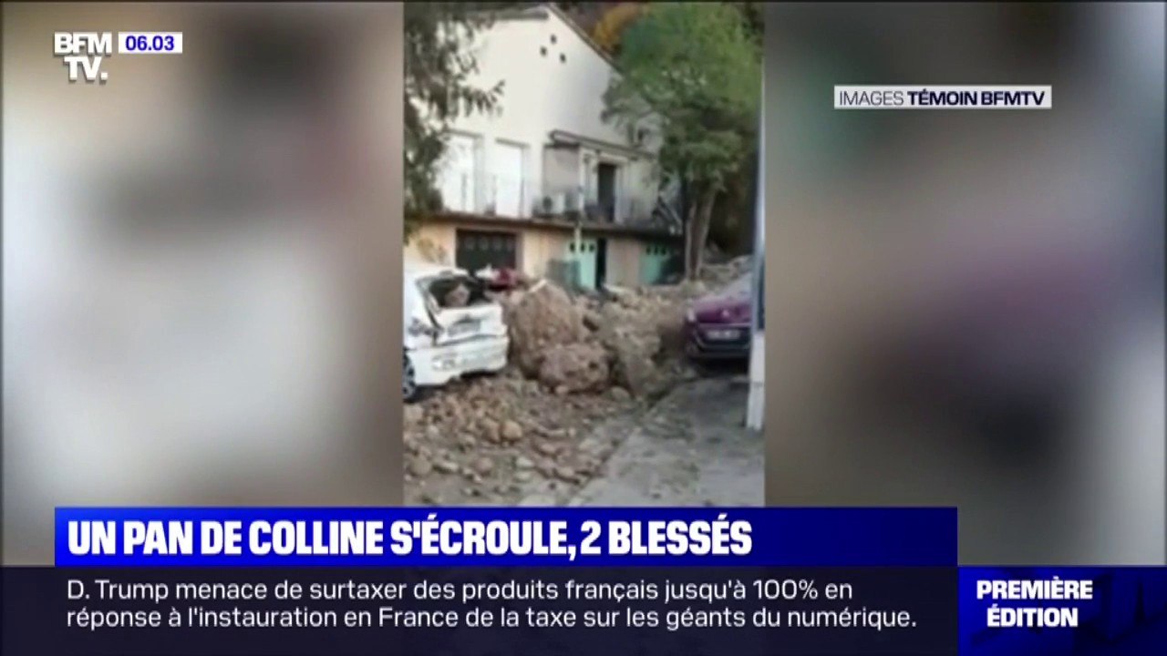 Les images d'un pan de colline qui s'est écroulé et qui a fait deux blessés dans les Alpes-de-Haute-Provence