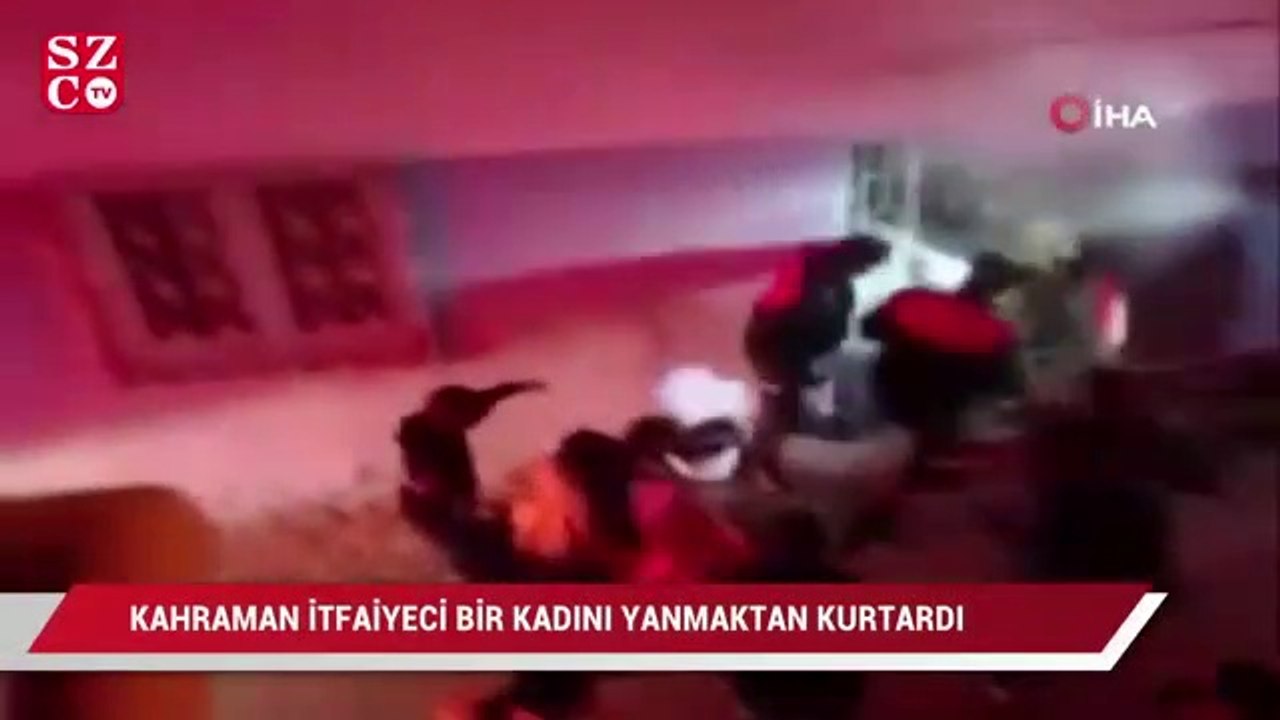 Kahraman itfaiyeci, bir kadını yanmaktan son anda kurtardı
