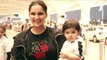 Beautifull Tennis Sensation Sania Mirza SPOTTED With Son IZHAN MALIK At Mumbai Airport