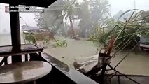 Typhoon Tisoy's strong winds and rain batter Gloria in Oriental Mindoro