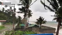 Typhoon Tisoy’s strong winds persist in Mabini, Batangas
