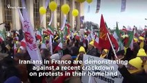 Watch: Iranians in France demonstrate against Tehran protest crackdown