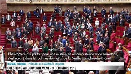 Download Video: Crash d'un hélicoptère de la Sécurité civile: Regardez la minute de silence observée cet après-midi à l’Assemblée nationale en hommage aux trois secouristes - VIDEO