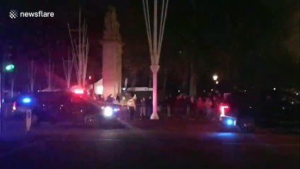 Donald Trump's impressively long motorcade arrives at Buckingham Palace