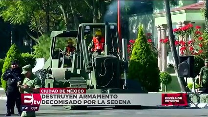 Destruyen en la CDMX armamento decomisado por la Sedena