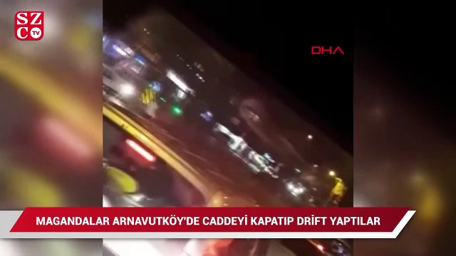 Trafik magandalarının Arnavutköy'de caddeyi kapatıp drift yapması kamerada