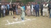 Firdous Ashiq Awan playing Cricket batting and bowling