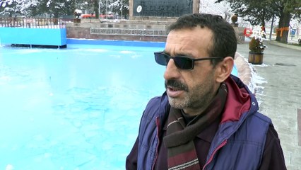 Erzurum’da süs havuzları buz tuttu