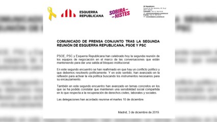 PSOE, PSC y ERC emiten un comunicado conjunto tras su reunión